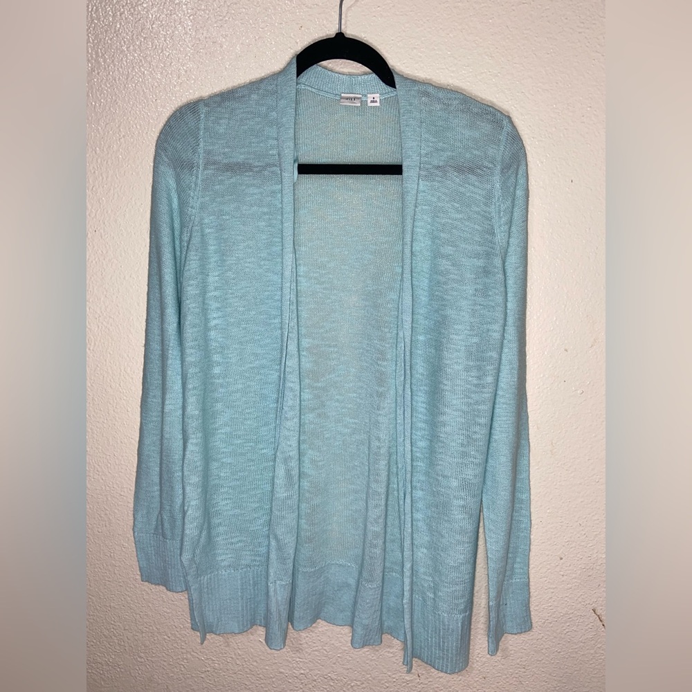 Women's Light Blue Open Front Sweater